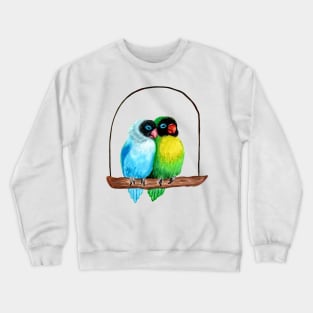 Cute Lovebirds Watercolor Painting Crewneck Sweatshirt